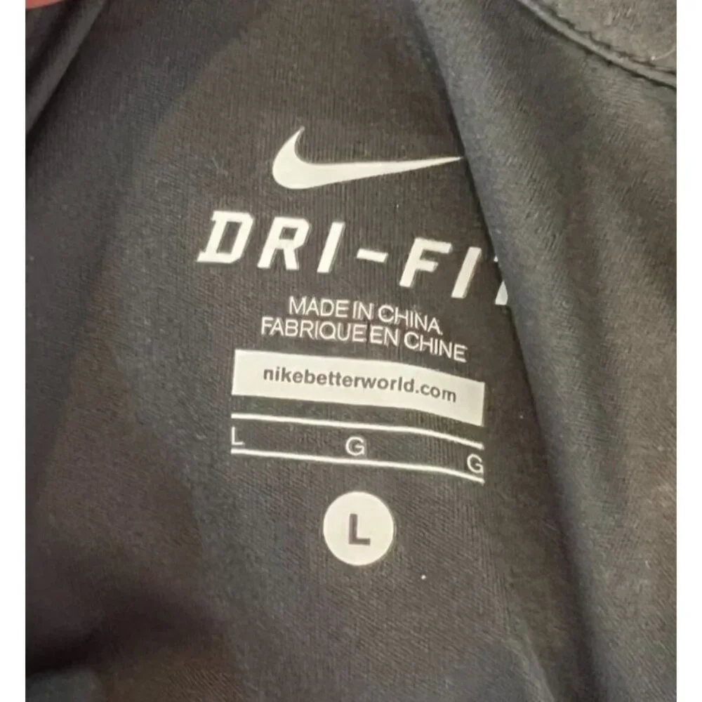 Nike Dri-Fit Black Polo Shirt Womens Large 100% Polyester Lightweight Breathable